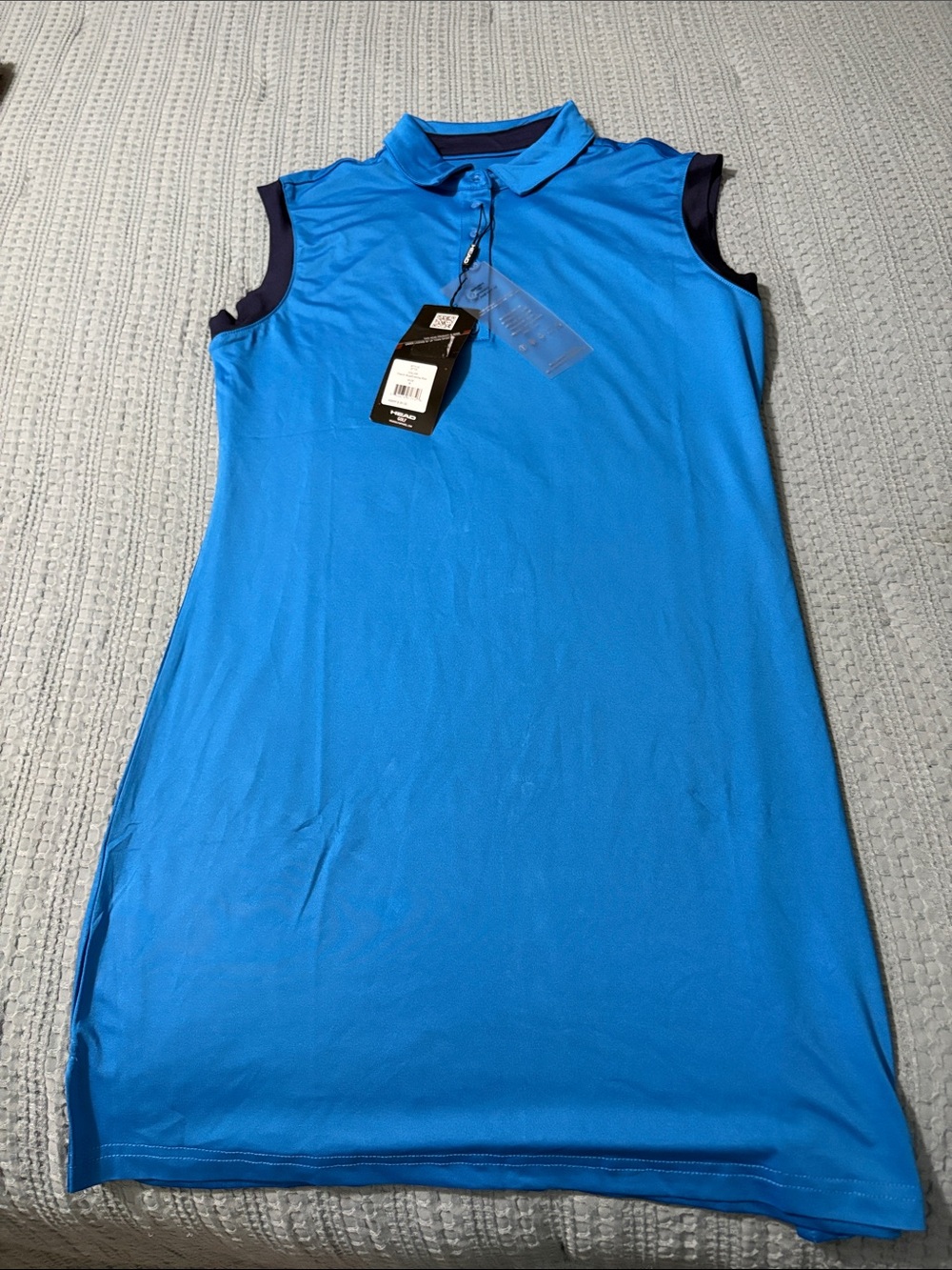 Head Sleeveless Polo Mini Dress in Bright Blue with Navy Trim